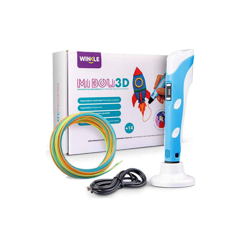 Bolígrafo 3D para filamento PLA. Divertido, fácil y seguro