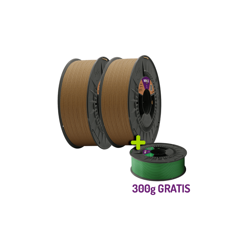 Pack Filamento PLA Madera Winkle. Bobina extra gratis