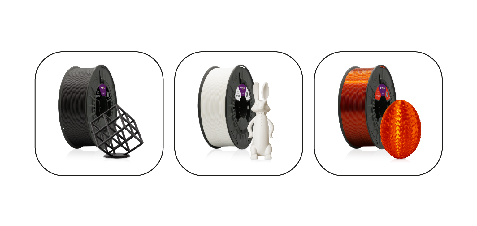 PETG Carbon Fiber, PETG Standard and PETG Glass