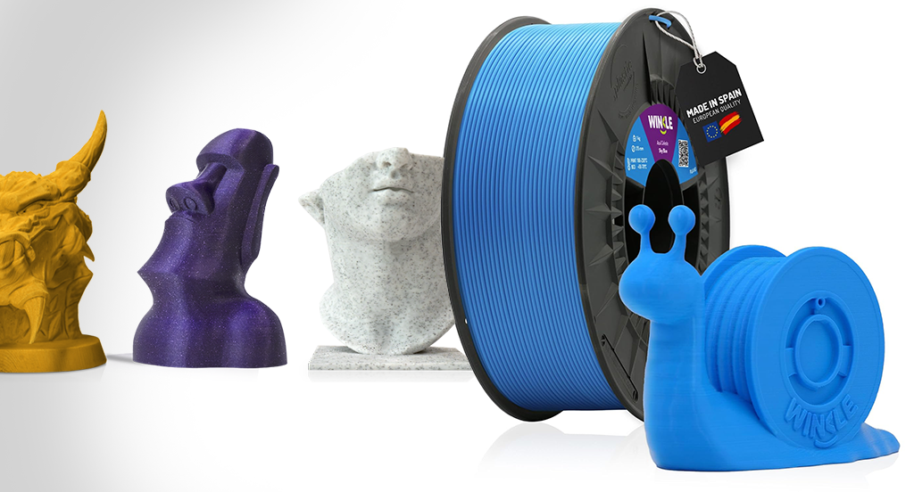 Imagen de bobina de filamento PLA Winkle; el más recomendado para empezar a imprimir en 3D.