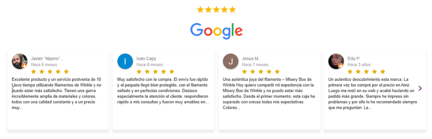 Opiniones de cliente contentos con Winkle