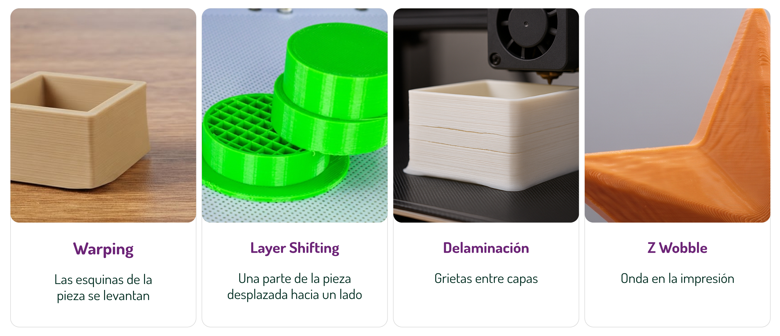 Diferencia entre warping y otros errores de impresión 3D