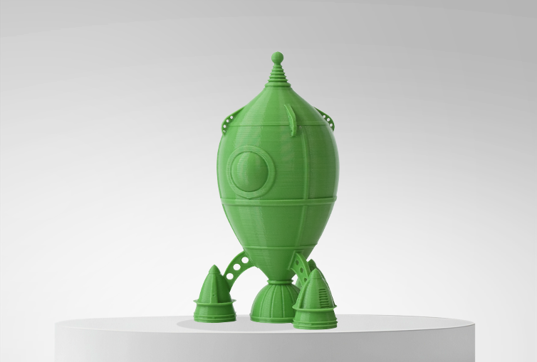 Figure 3D printed with Winkle PLA High Speed Filament Avocado Green 1,75mm 1kg on platform and gray background