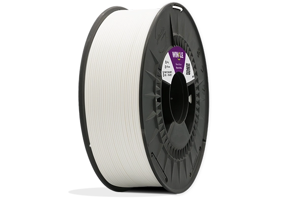 Bobinado perfecto de Filamento ABS Winkle 1,75mm Blanco Glaciar 1kg situado sobre plataforma