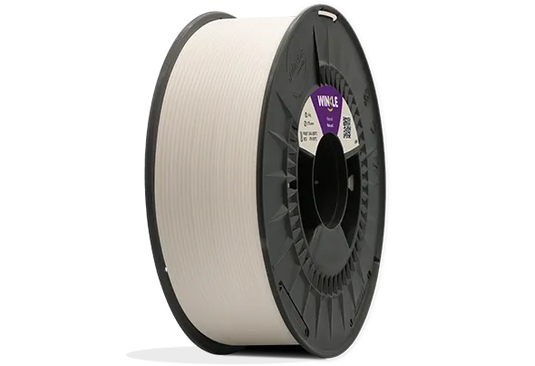 Eine perfekte Wicklung Filament ASA Winkle 1,75mm Naturfarbe 2,5kg auf einer Plattform gelegen