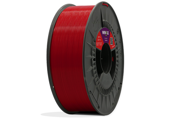 Bobinado perfecto de Filamento Flexible TPE Winkle 1,75mm Rojo Diablo 750g situado sobre plataforma