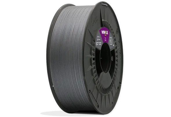 Eine perfekte Wicklung Filament PETG Winkle 1,75mm Silber 300g auf einer Plattform gelegen