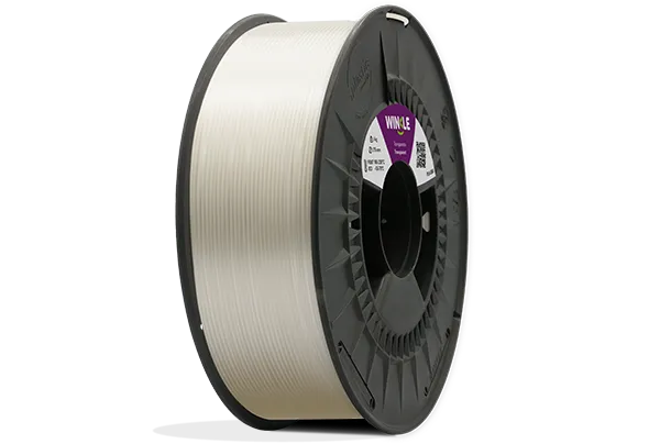 Eine perfekte Wicklung Filament PLA 850 Winkle 1,75mm Transparent 1kg auf einer Plattform gelegen