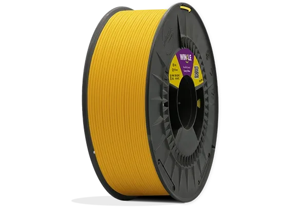 Eine perfekte Wicklung Filament PLA PRO Winkle 1,75mm Kanariengelb 1kg auf einer Plattform gelegen