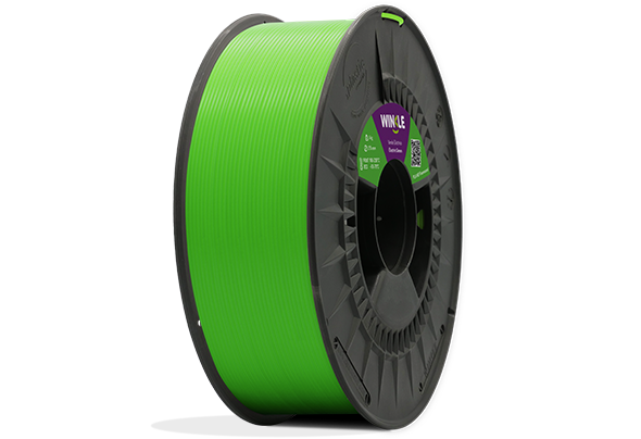 Perfect winding of Winkle PLA HD Filament Fluorescent Electric Green 2,85mm 1kg located on platform