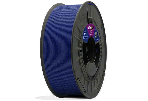 Bobinado perfecto de Filamento PLA HD Glitter (Partículas) Winkle 1,75mm Azul Noche 1kg situado sobre plataforma