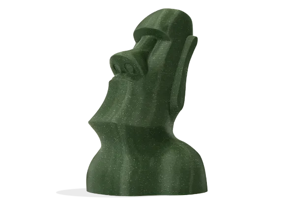 Figura impresa en 3D con Filamento PLA HD Glitter (Partículas) Winkle 1,75mm Verde Militar 1kg