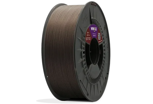 Eine perfekte Wicklung Filament PLA HD Interferenz Winkle 1,75mm Dunkle Bronze 1kg auf einer Plattform gelegen