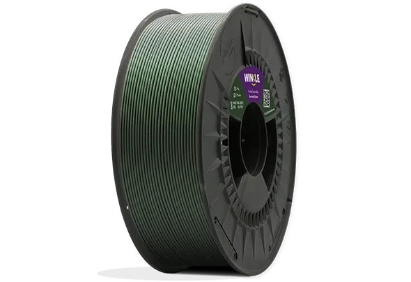 Perfect winding of Winkle PLA HD Filament Interference Emerald Green 1,75mm 1kg located on platform