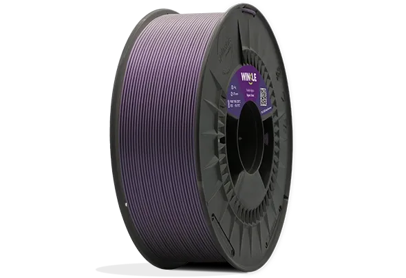 Perfect winding of Winkle PLA HD Filament Interference Agate Violet 1,75mm 300g located on platform