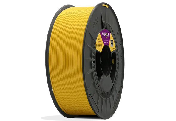 Perfect winding of Winkle PLA HD Filament Pastel Turmeric Yellow 1,75mm 300g located on platform