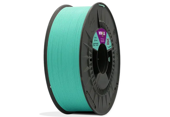 Perfect winding of Winkle PLA HD Filament Pastel Turquoise Blue 1,75mm 1kg located on platform