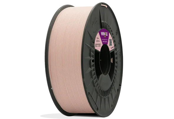 Eine perfekte Wicklung Filament PLA HD Pastell Winkle 1,75mm Zuckerwatte Rosa 300g auf einer Plattform gelegen