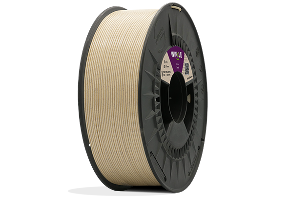 Eine perfekte Wicklung Filament PLA HD Texture (Texturiert) Winkle 1,75mm Sand 300g auf einer Plattform gelegen