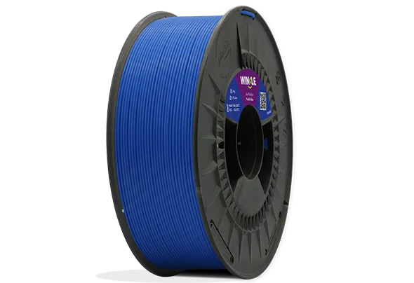 Eine perfekte Wicklung Filament PLA HD Winkle 1,75mm Pazifikblau 300g auf einer Plattform gelegen