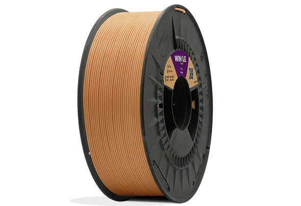 Eine perfekte Wicklung Filament PLA HD Winkle 1,75mm Beige 1kg auf einer Plattform gelegen