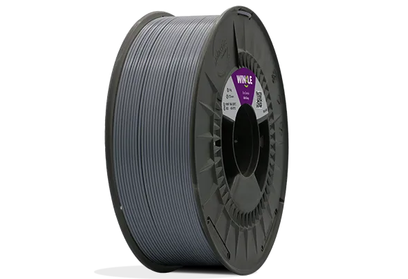 Eine perfekte Wicklung Filament PLA HD Winkle 1,75mm Aschgrau 3kg auf einer Plattform gelegen