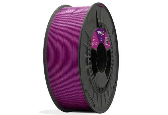 Eine perfekte Wicklung Filament PLA HD Winkle 1,75mm Mauve 300g auf einer Plattform gelegen