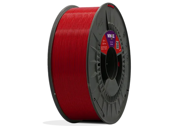 Perfect winding of Winkle PLA HD Filament Devil Red 1,75mm 1kg located on platform