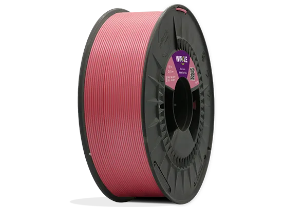 Eine perfekte Wicklung Filament PLA HD Winkle 1,75mm Kaugummi Rosa 1kg auf einer Plattform gelegen