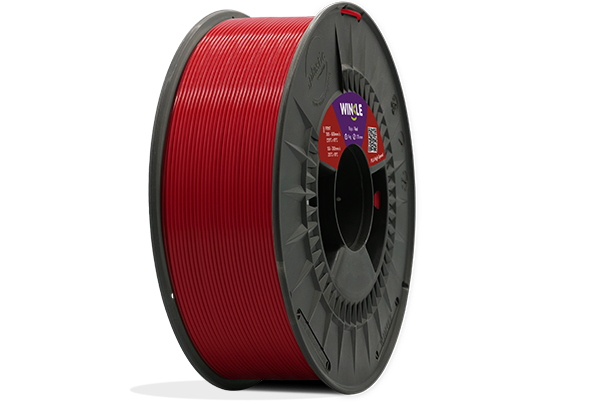 Bobinado perfecto de Filamento PLA High Speed (Alta Velocidad) Winkle 1,75mm Rojo Diablo 1kg situado sobre plataforma