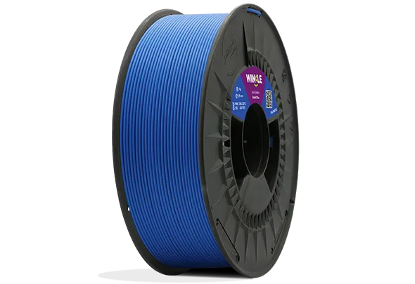 Perfect winding of Winkle PLA Matte Filament Cobalt Blue 1,75mm 1kg located on platform