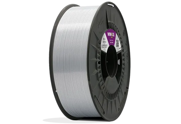 Perfect winding of Winkle PLA Silk Filament Snow White 1,75mm 1kg located on platform