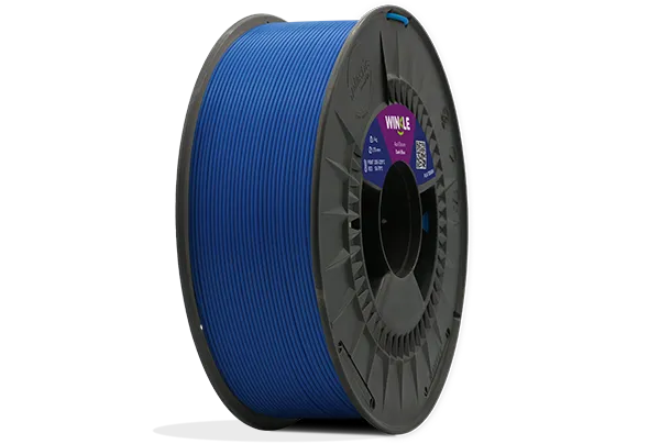 Perfect winding of Winkle PLA Tough Filament Dark Blue 1,75mm 300g located on platform