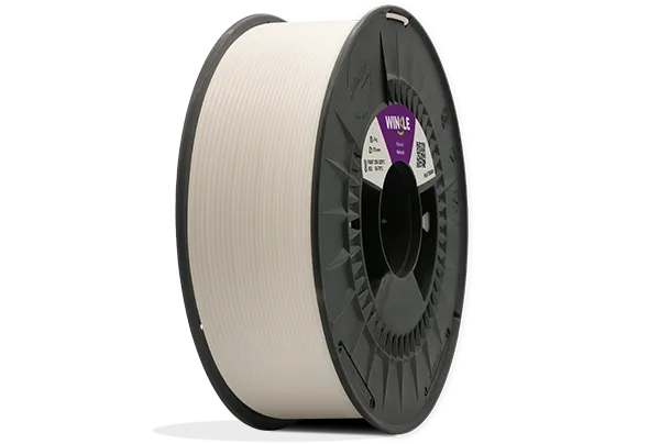 Bobinado perfecto de Filamento PLA Tough (Resistente) Winkle 1,75mm Natural 1kg situado sobre plataforma