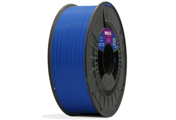 Eine perfekte Wicklung Flexibles Filament TPE Winkle 1,75mm Pazifikblau 200g auf einer Plattform gelegen