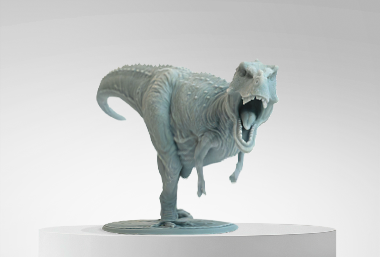 Figura impresa en 3D con Resina 3D Lavable 10K Winkle Gris 1kg sobre plataforma y fondo gris