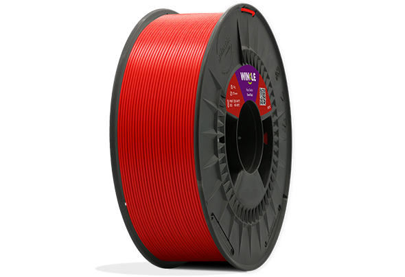 Bobinado perfecto de Filamento PETG Winkle 1,75mm Rojo Diablo 300g situado sobre plataforma