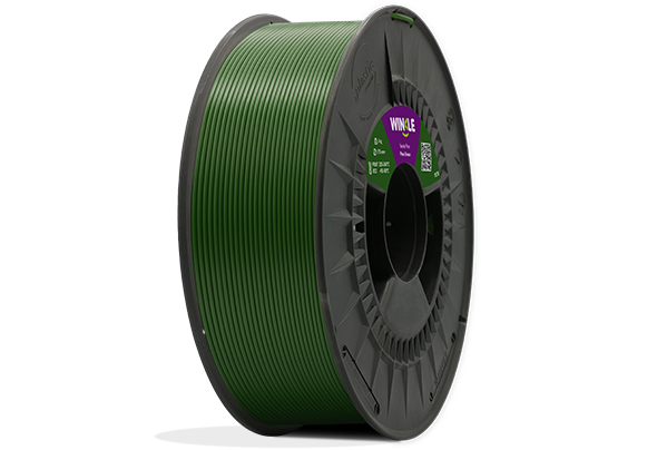 Bobinado perfecto de Filamento PETG Winkle 1,75mm Verde Pino 300g situado sobre plataforma